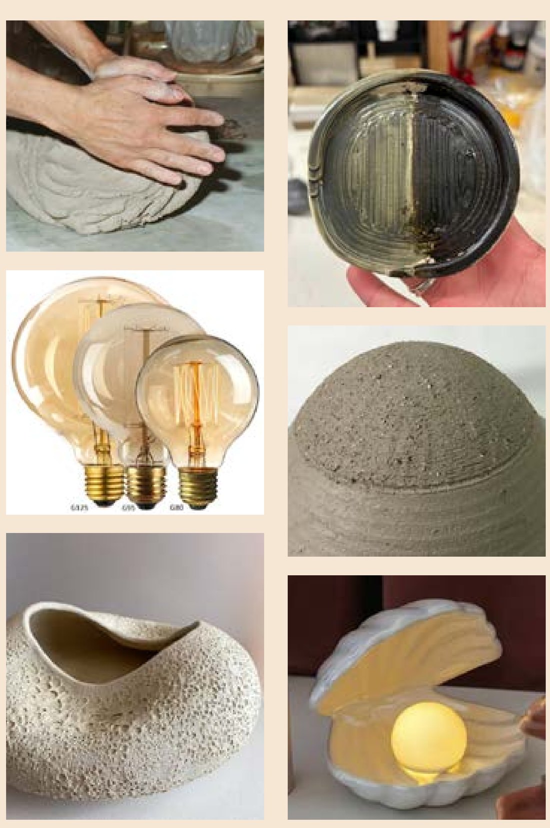 Research: clay throwing, bulb studies and precedent lamps